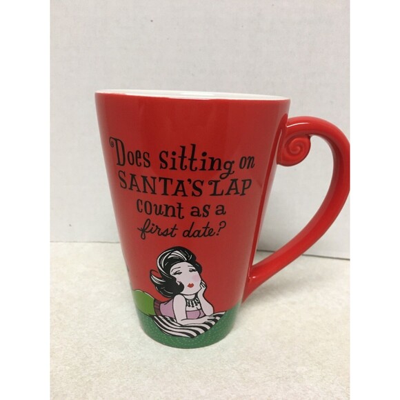 Hallmark Does Sitting On Santas Lap Count As A First Date Mug Christmas Holiday - Picture 1 of 5